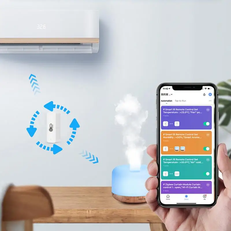 Датчик температуры и влажности Tuya Wi-Fi комнатный гигрометр термометр детектор не