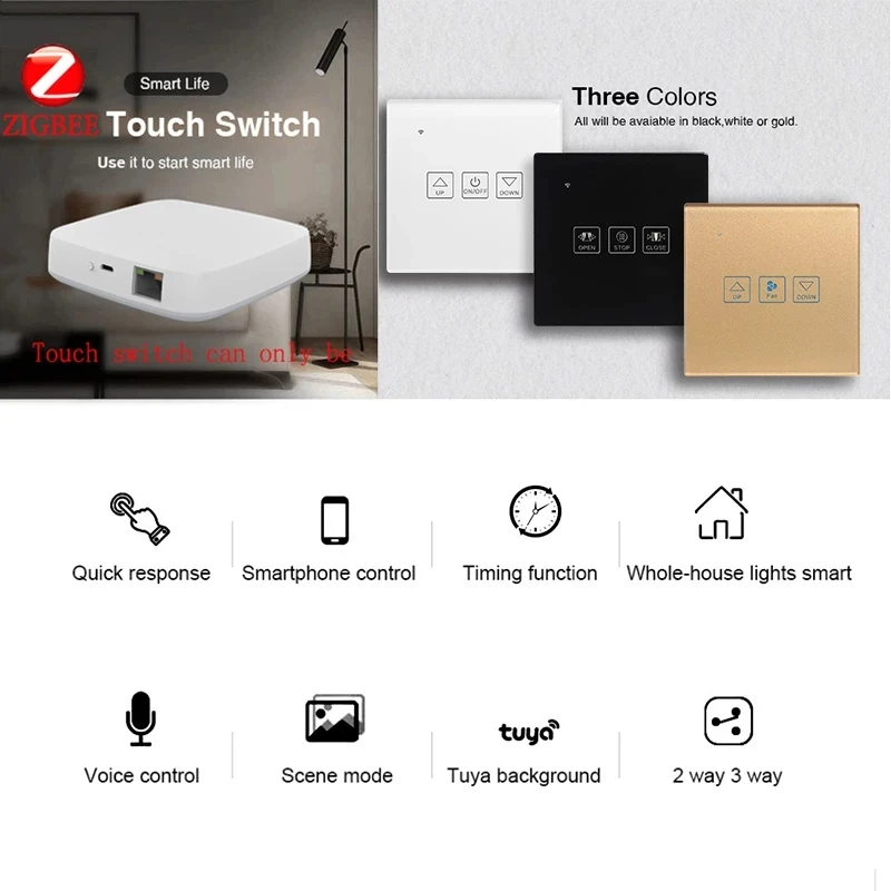 

Wall Touch Switch Poor Handwriting Dimmer Touch Switch Zigbee3.0 Sensor Tuya Smart Home Fan Switch Crystal Glass Surface