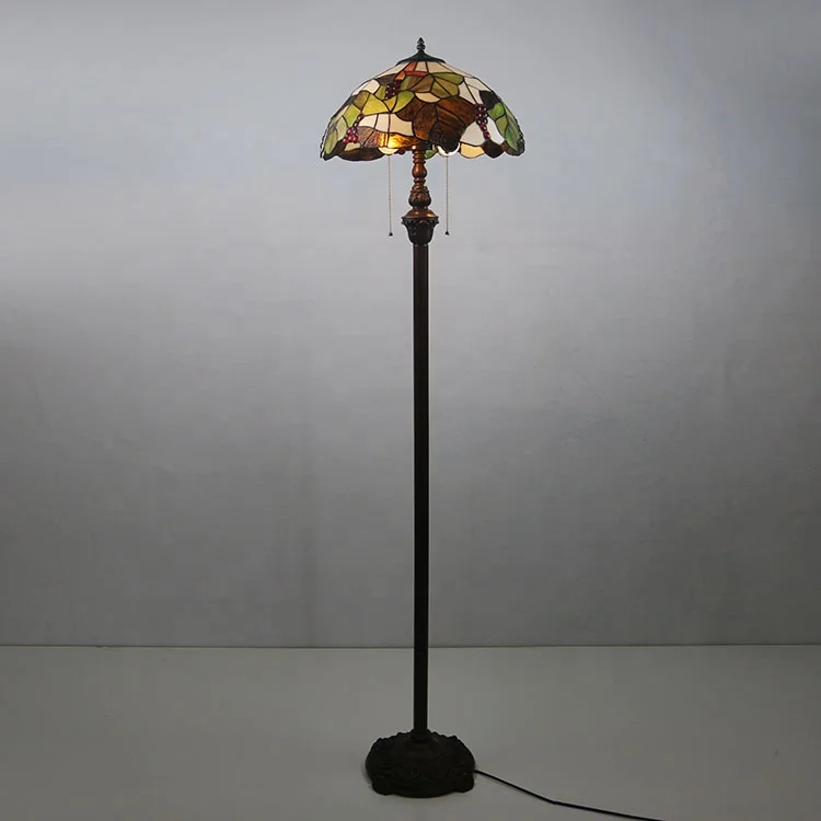 

LongHuiJing 16 Inch Stained Glass Lampshade Tiffany Floor Lamp Handmade Standing Lamps For Home Decoration