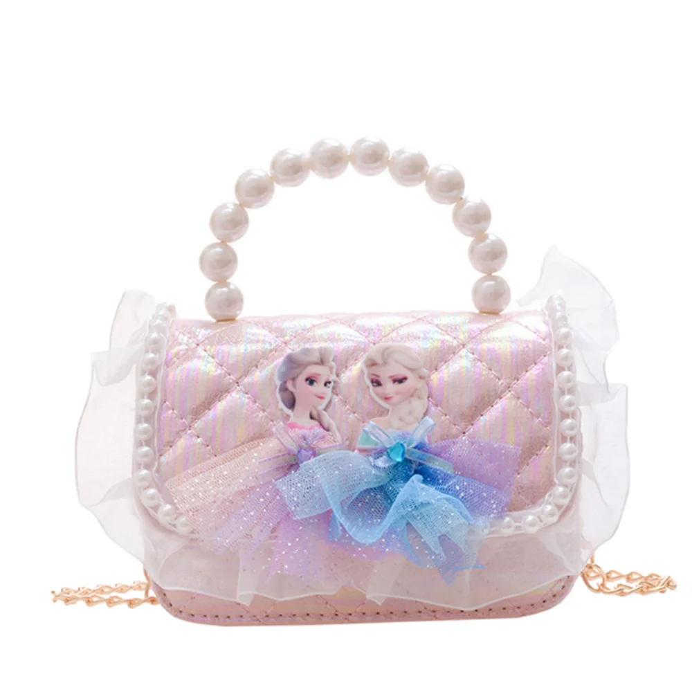 

Disney Children's Bag Cartoon Aisha Princess Bag Pearl Handbag One Shoulder Crossbody Girls Western Style Accessories Bag