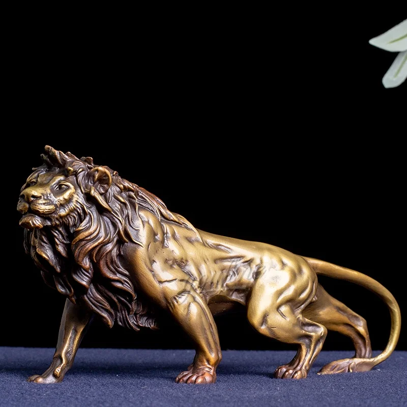 

Bronze Lion Statue Antique Lion Sculpture Real Bronze Casting Statues and Sculptures For Home Office Decor Luxury Ornament Craft