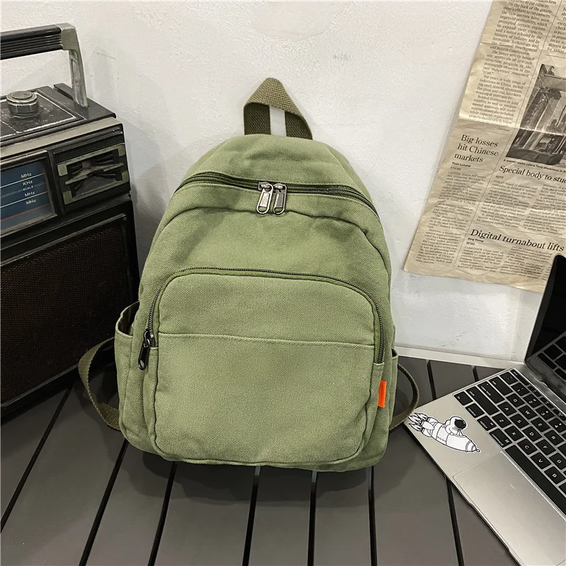 

Schoolbag Women's Korean Edition Harajuku Washed Student Old Canvas Backpack ins Vintage Travel
