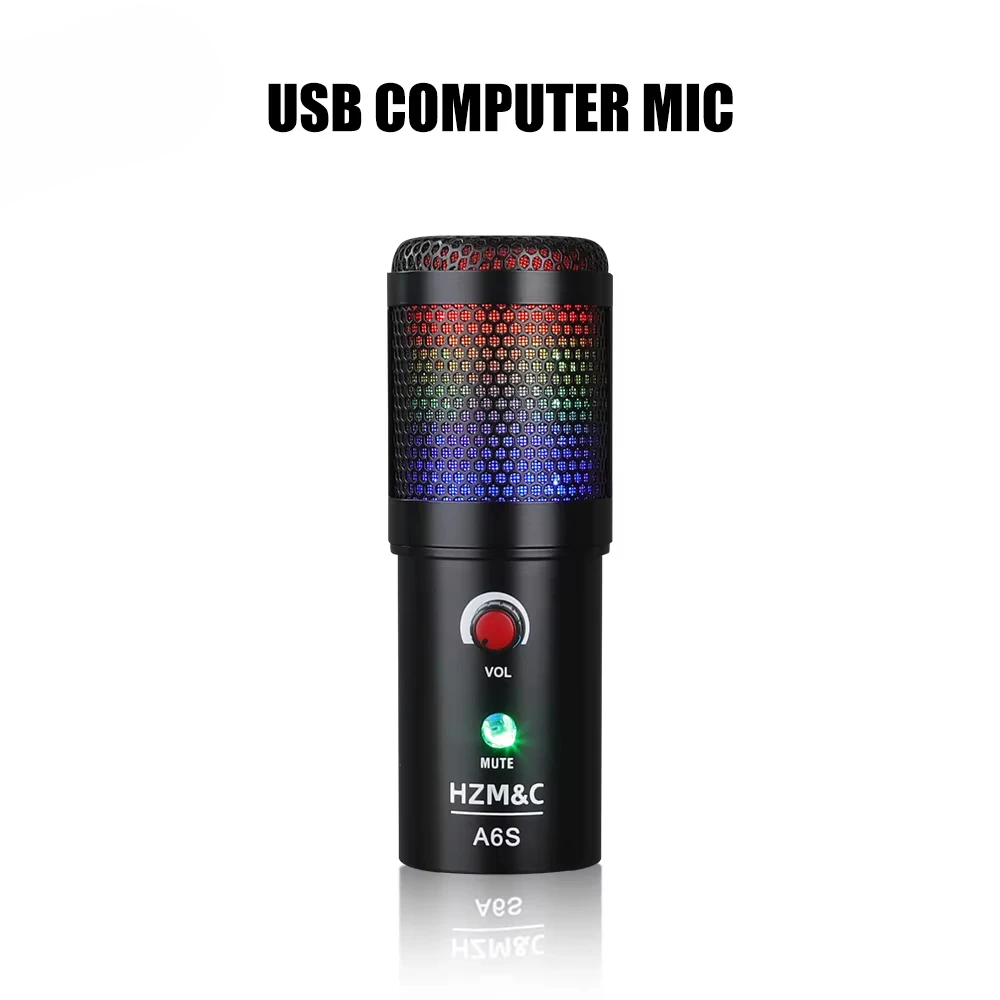 Фото Новая модель A6 Professional AmpliGame Mic — конденсаторный настольный микрофон для стриминга, игр и записи в студии, с RGB-подсветкой и USB-подключением. №4