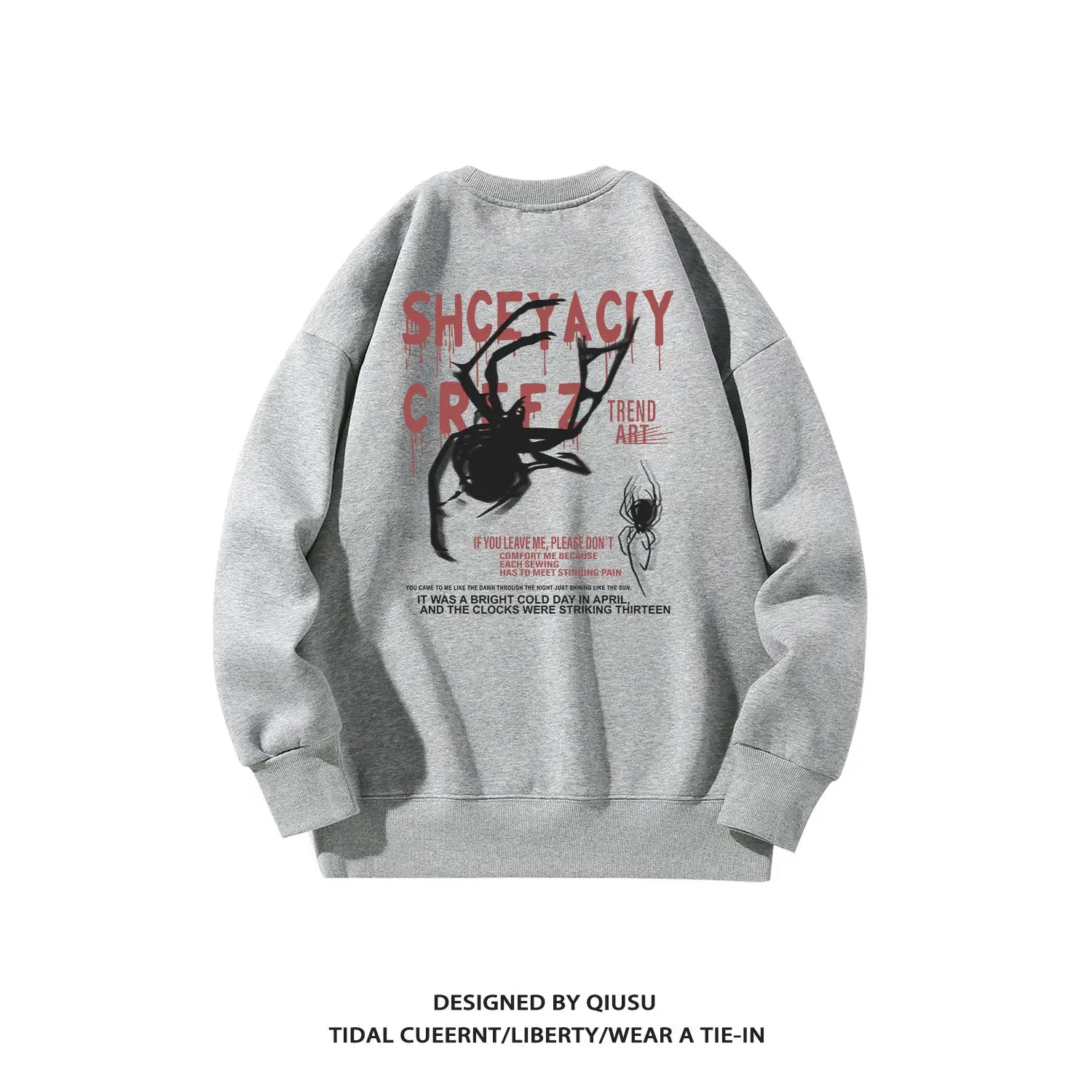 

Cotton Retro Gothic Spider Print Hoodie Fashion Y2K Loose Men and Women Street Hip Hop Personalized Art Super Dalian Hoodie Top