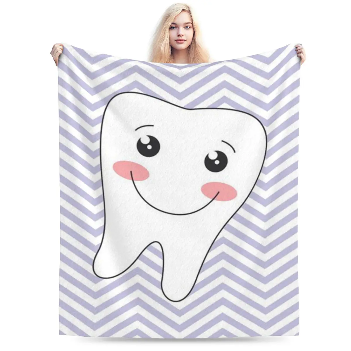 

Cute Cartoon Tooth Soft Flannel Throw Blanket for Couch Bed Sofa Cover Blanket Warm Blankets Travel Blanket