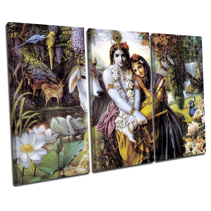 

Siva Hindu God Amy Lord Radha Seatting With Krishna In The Forest Canvas Wall Art By Ho Me Lili For Livingroom Home Decor