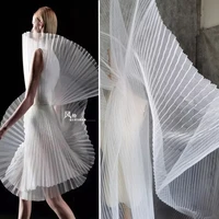 organ pleated mesh tulle fabric black white stiff feel diy patchwork various skirts gown wedding dress fashion clothes fabric