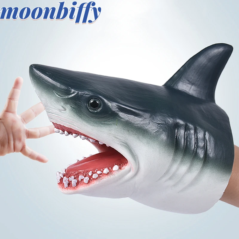 

Shark Hand Puppet TPR Animal Head Gloves Figure Simulation Animals Kids Toy Model Scaring Gag Halloween Jokes kids Gifts