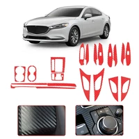 18pcs car interior decor kits trim sticker red carbon fiber texture vinyl car interior sticker decor for mazda 6 m6 atenza 17 18