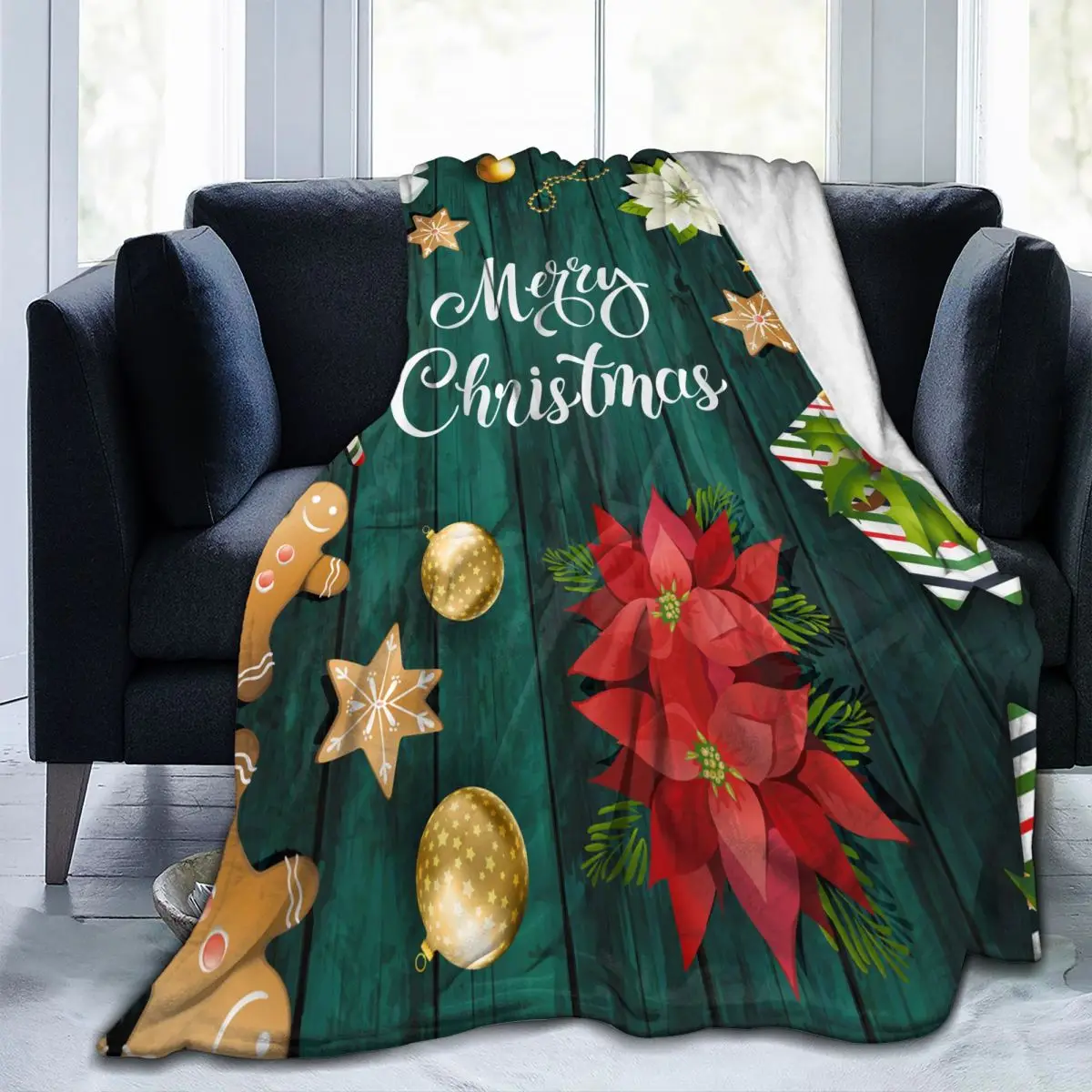 

Уникальное одеяло для друзей, Рождество, пуансетия, пихта, ветки, конусы, конфеты, прочные, мягкие, удобные для дома, подарочное одеяло