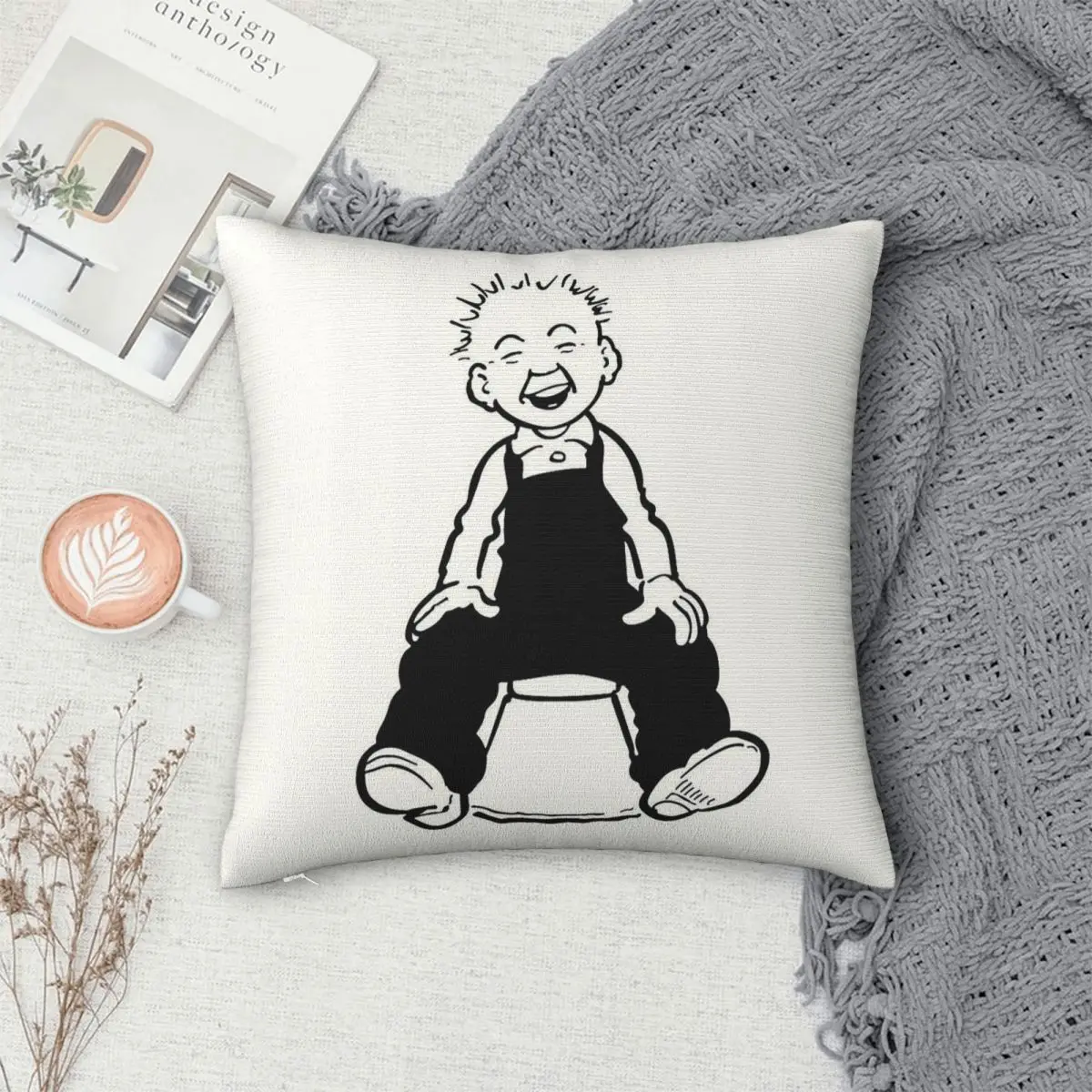 Фото Квадратная наволочка Oor Wullie из полиэстера, льна и бархата, креативная декоративная наволочка на молнии, чехол для подушки на кровать №4