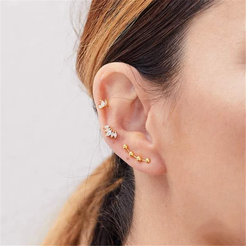 

Bohemia Cartilage Ear Studs Zircon Crown Piercing Earrings For Women Fashion Jewelry Ins Same Earing Party Mujer Pendientes Gift