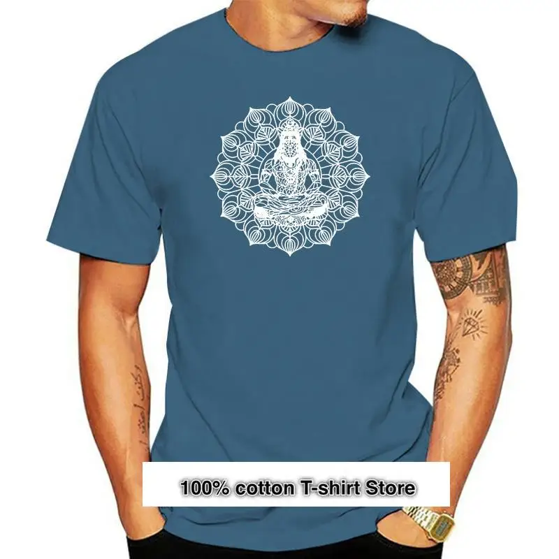 

Camisetas con MANDALA de SHIVA para hombre, camisa con cuello redondo, 100% algodón, informal, de manga corta, de alta calidad