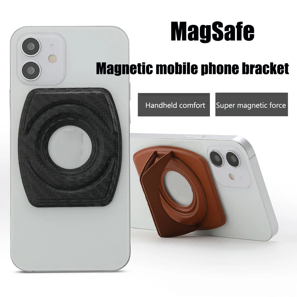 

Compatible with Magsafe Accessories Magnetic Desktop Phone Holder for Iphone 13 12 Series Leather Cover Case Back with Kickstand