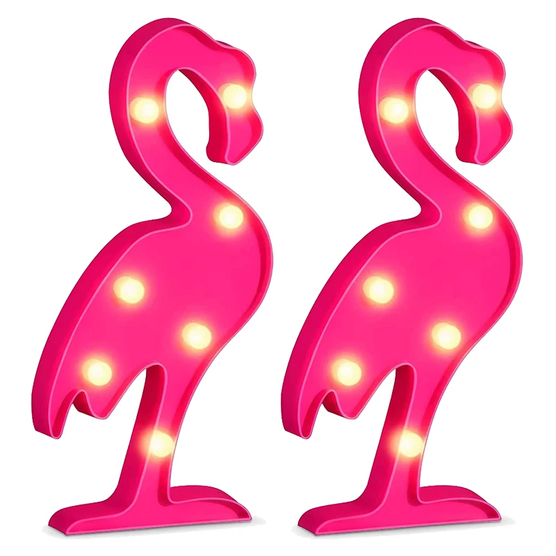 Flamingo LED Light Flamingos Pink Night Lamp Battery Powered Flamingo Table Lights for Home Wall Kid's Room Birthday Party