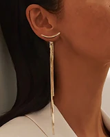 korean vintage glossy arc bar long tassel drop earrings for women gold geometric luxury hanging pendientes earrings jewelry