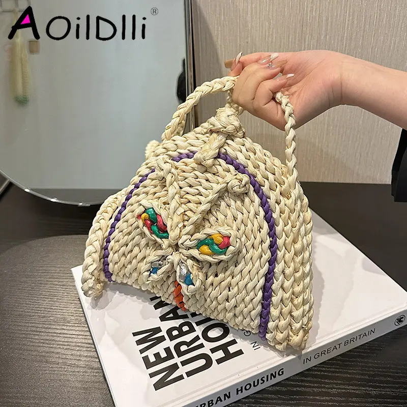 

Женская плетеная сумка ручной работы, женская сумка-тоут, пляжная сумка для отпуска, плетеная сумка на плечо из ротанга, богемный кошелек с Бали, 2023