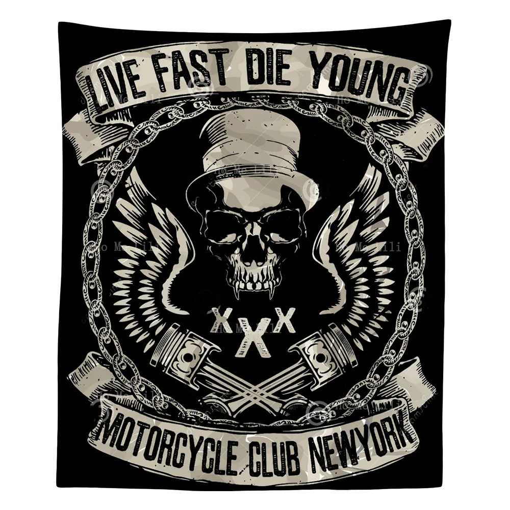 

Limb And A Skull With A Hat Autocycle Club Cross Country Vehicle Tapestry By Ho Me Lili For Home Decor