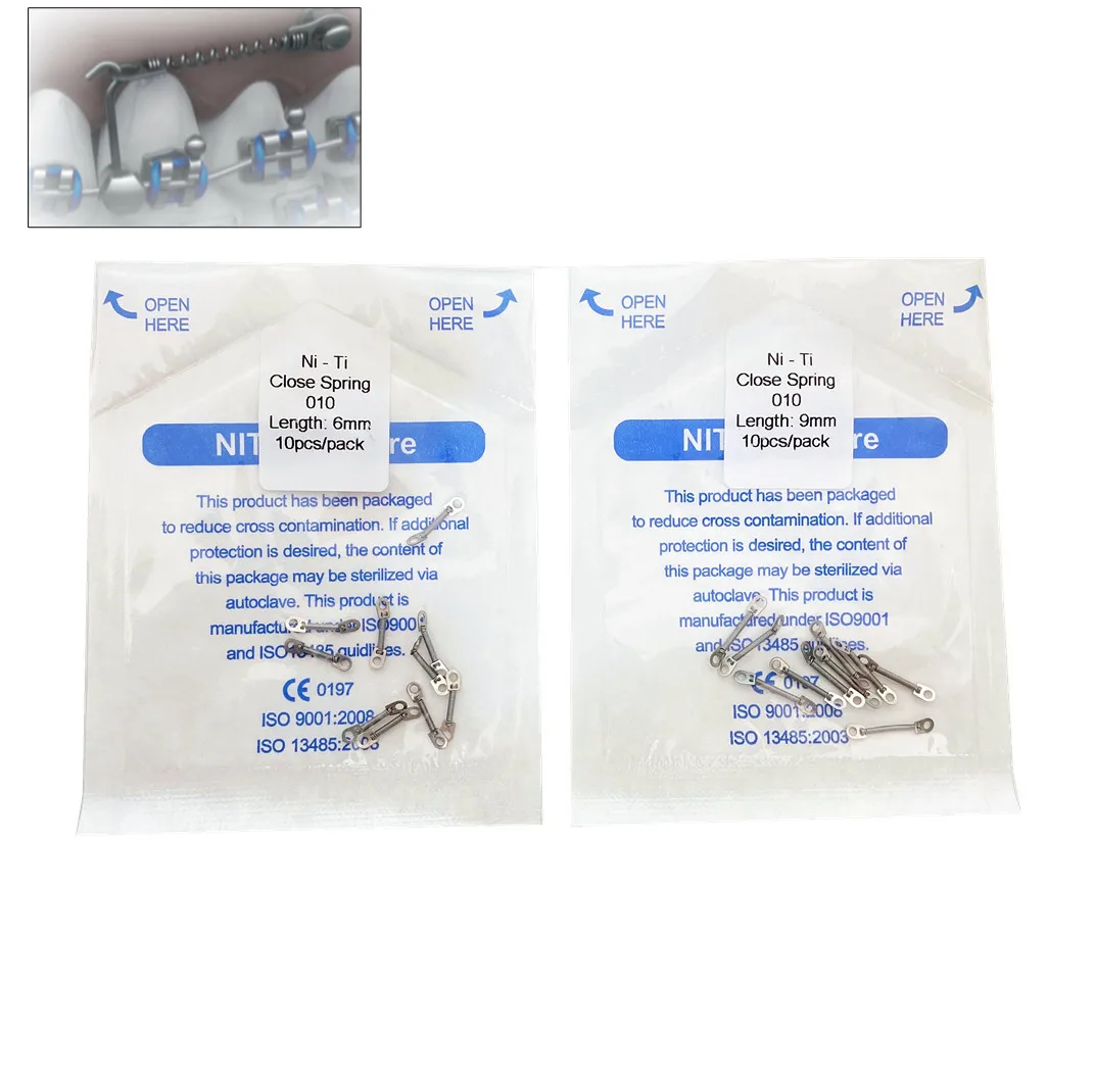 

50bag Dental Orthodontic Closed Coil Spring NITI Treatment Accessories Orthodontic Material 010X6mm/9mm 10pieces/bag