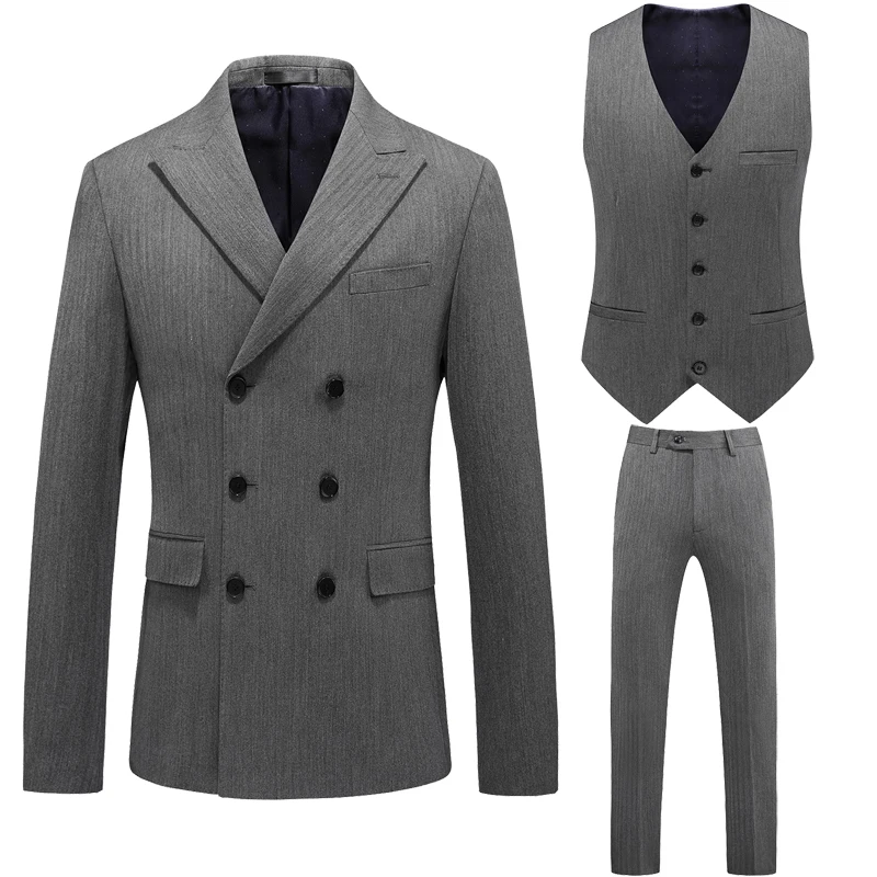

Высококачественный мужской деловой повседневный элегантный простой свадебный костюм-тройка в британском стиле 5XL (Блейзер + жилет + брюки)