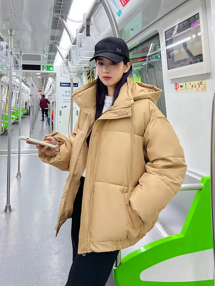 Vielleicht Short Parkas Women Thicken Daily Students Casual Winter Hooded All-match Korean Style Solid Hooded Bread Coat Outwear