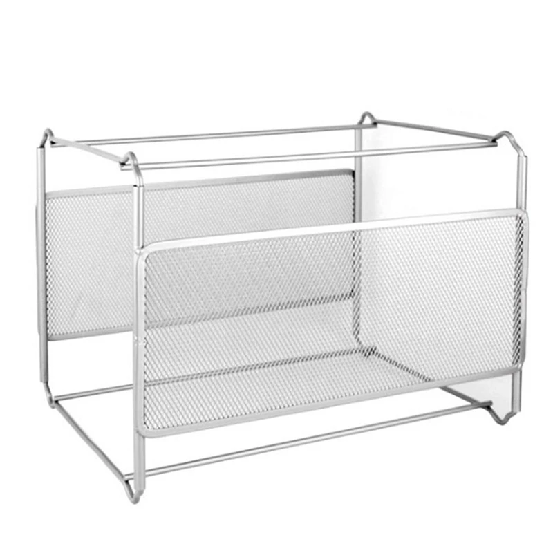 

Wall Hanging File Folder Box,Mesh Metal File Organizer Box Hanging File Foldable Holder Storage Box For Files