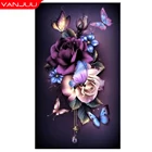 5D алмазная живопись, Бабочка, роза, алмазная вышивка, мозаика, цветок, круглая стразы, Набор для вышивки крестиком, украшение для дома