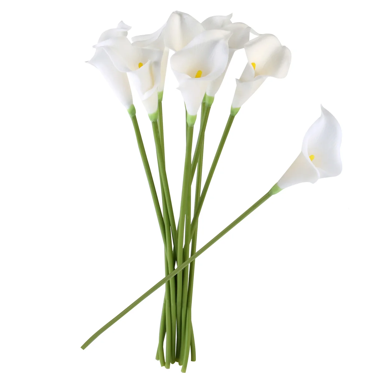 

ULTNICE 10pcs Elegant Lifelike Real Touch Artificial PU Calla Lily Flower Bouquets Bridal Wedding Flower Bouquets (White)