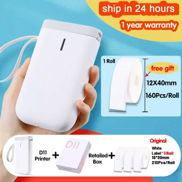 

D11 Wireless Thermal Printer Label Portable Pocket Label Printer Bluetooth Fast Printing Home Use Office