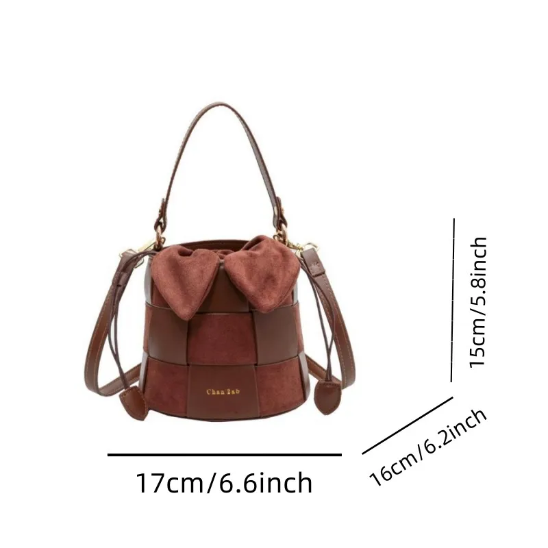 Checkered Bucket Bag New Style Shoulder Bag Oblique Straddle Women Bag