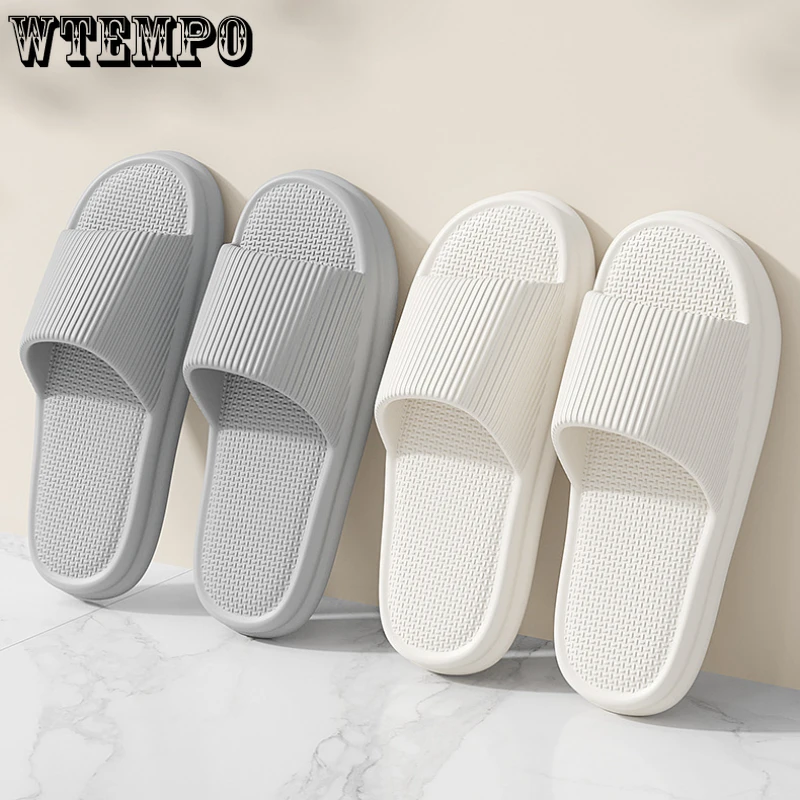 

WTEMPO Fashion Women Summer Soft Slippers Thick Platform Bathroom Home Men Indoor Non-slip Anti-slip Female Cloud Cushion Slides