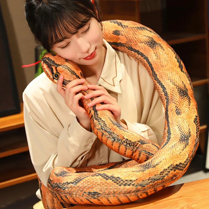 Искусственный Питон Плюшевая Игрушка Длинная Желтая Оранжевая Зеленая