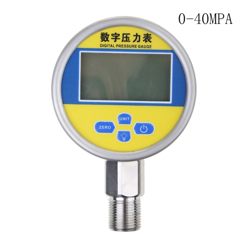 

Digital Hydraulic Industrial Pressure Gauge Lower Mount Battery Powered Large LCD Dispaly Reset Function 5 Units Durable