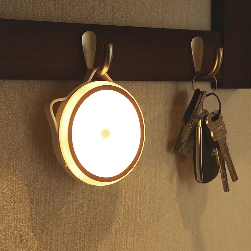 

Ночник с кошачьими ушами, дневной шкаф для гостиной, спальни, прикроватная Индукционная ночник, подвесной мультяшный Кот, новинка, Usb-ночник