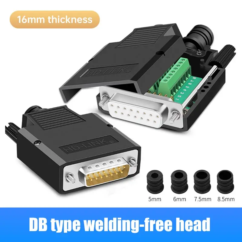 

DB9 DB15 DB25 Connector 9 15 25-pin Male Female Solder-free Breakout Connector COM RS232 Serial Port D-SUB Terminal Plug Adapter