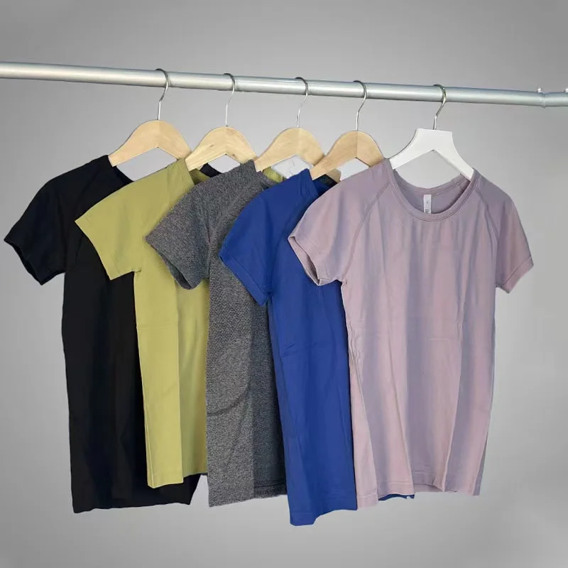 Swiftly Tech Breathe With Logo Gym T-Shirts Women Seamless Short Sleeve Sports Tee Fitness Yga Tops Running Blouse Sportswear