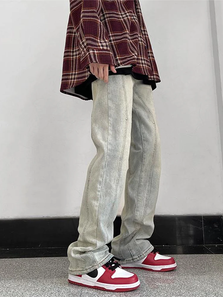 American VIBE Pants Loose Men's Cargo Y2K Jeans Loose Straight Straight Casual Jeans Fashion Street Clothing Men's Family Denim