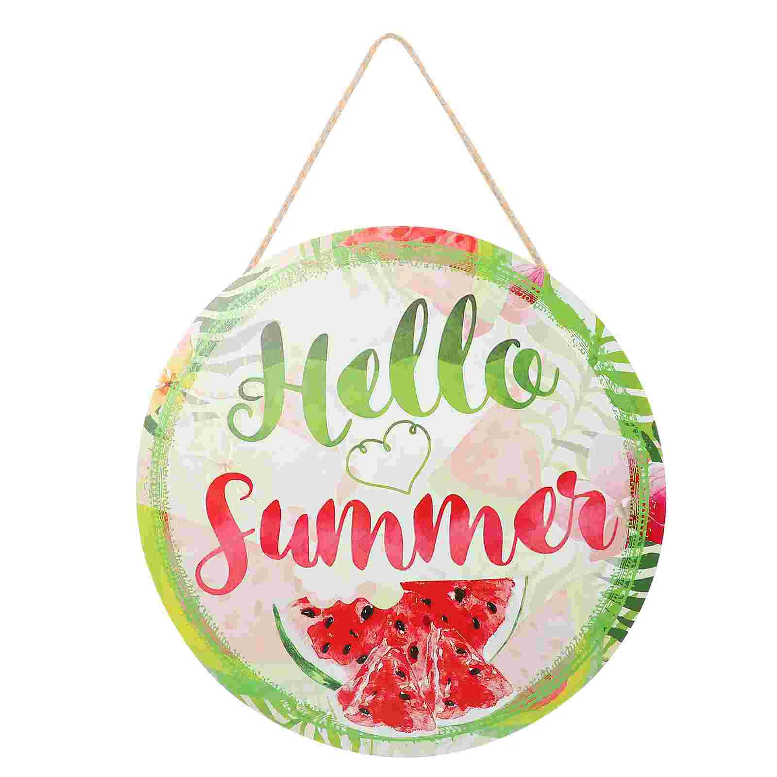 

Summer Sign Door Plaque Hanging Hello Beach Signs Wooden Porch Welcome Wood Plaques Hanger Wall Watermelon Front Ornament