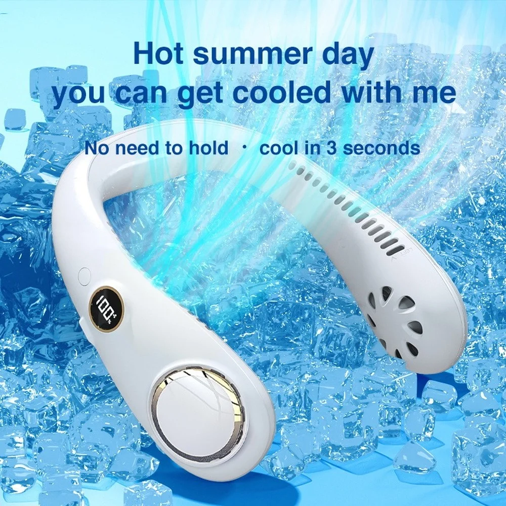 

Portable Hanging Neck Fan Bladeless Air Cooler USB Rechargeable Mini Air Conditioning Fan Leafless Mute Sports Fan for Outdoor
