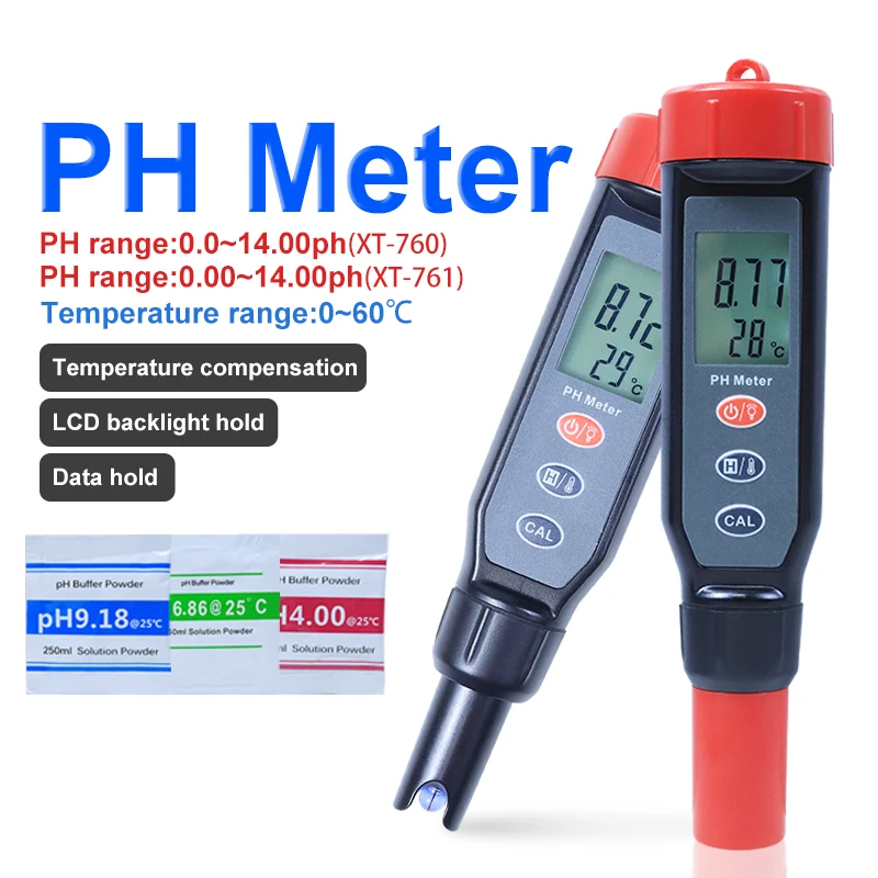 

Xin Tester LCD Display 0.01 Accuracy PH Water Quality Tester Digital Temperature Backlight Meter 0-14 Measure Range