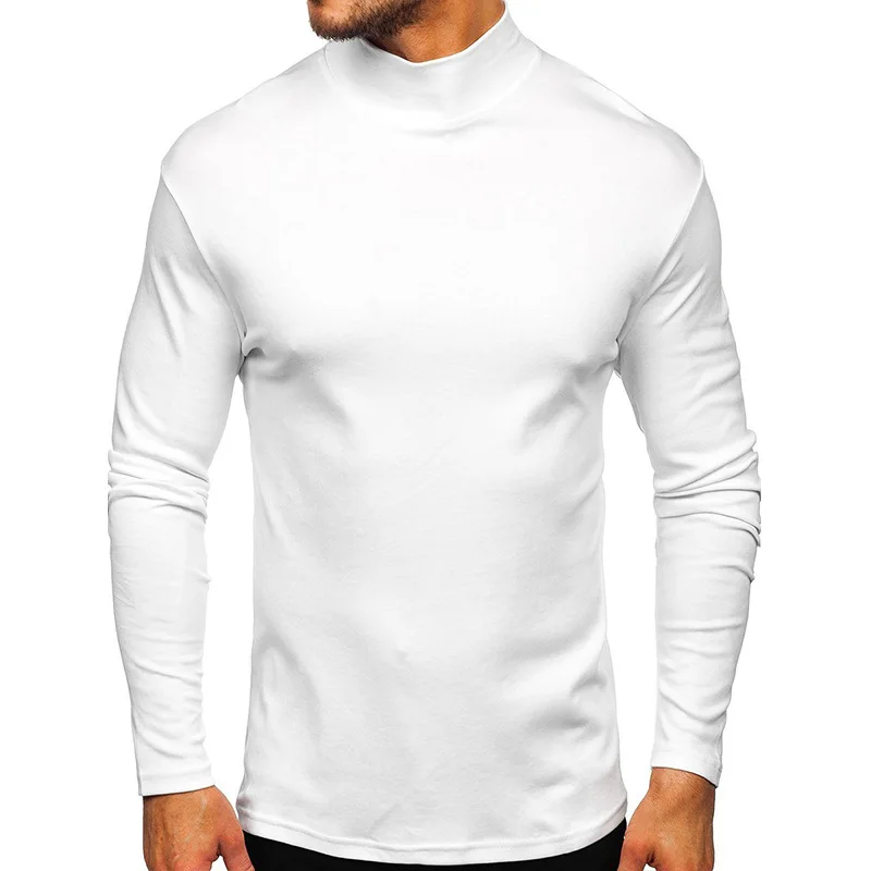 

SALSPOR Men's Upper Garment Thickened Thermal Upper Garment High Collar Long Sleeve T-Shirt Solid Color Bottoming Upper Garment
