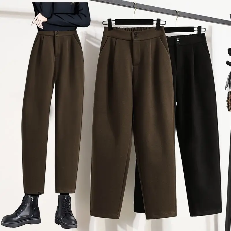 Женские повседневные свободные облегающие брюки с завышенной талией новинка