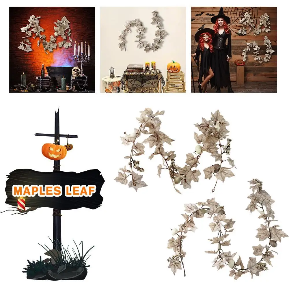 

Two sizes Artificial Maple Leaf Sunflower Pumpkin Garland Hanging Vine Decoration Autumn Fall Wedding Party Halloween Supplies