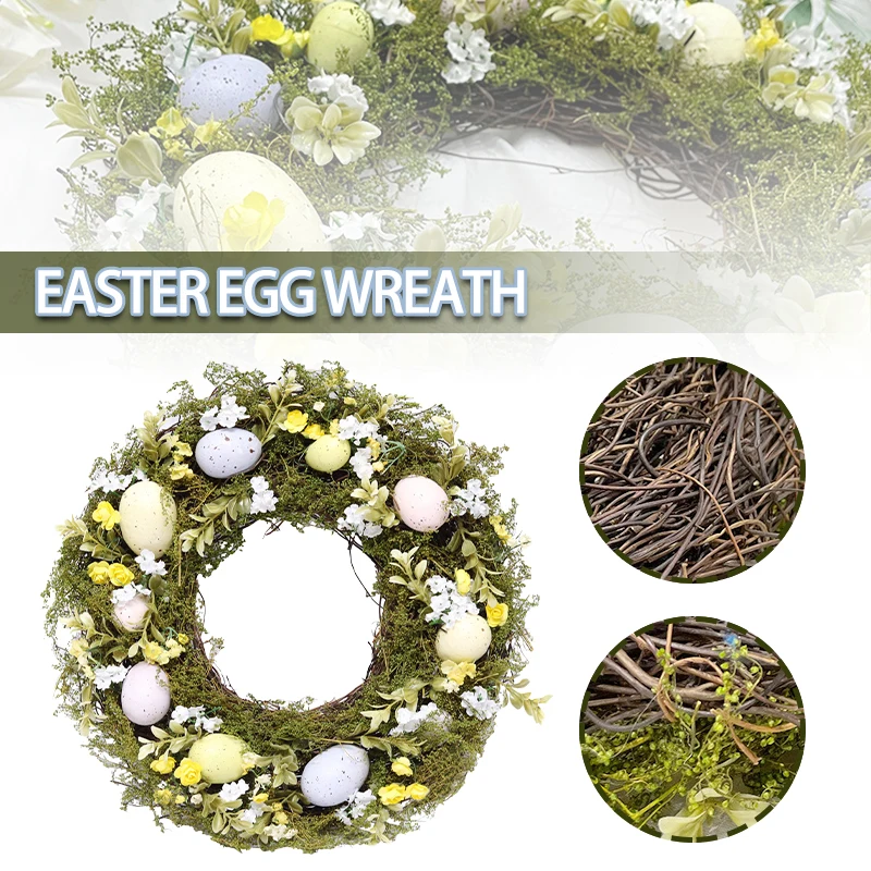 

1pc DIY GarlandEaster Egg Simulation Wreath Easter Decorations Door Pendant For Wedding Party Easter Birthday Decorations