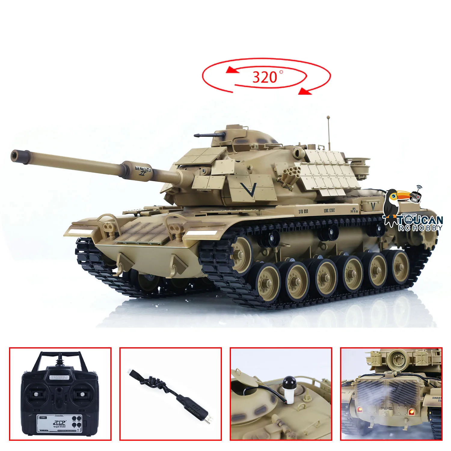 Модель Tongde 1/16 RTR RC Battle Tank M60A1 ERA США с дистанционным управлением BB Инфракрасная
