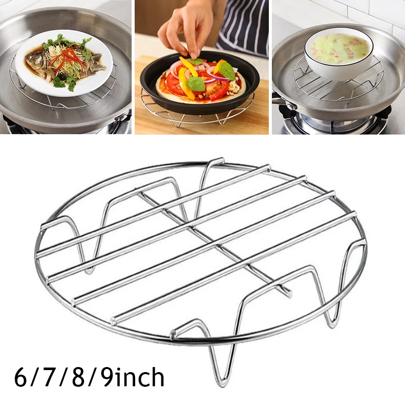 

6/7/8/9 Inch Bakings Tray Racks Air Fryer Accessories Single-layer Grid Stainless Steel Cook Rack Multipurpose Classic Holder