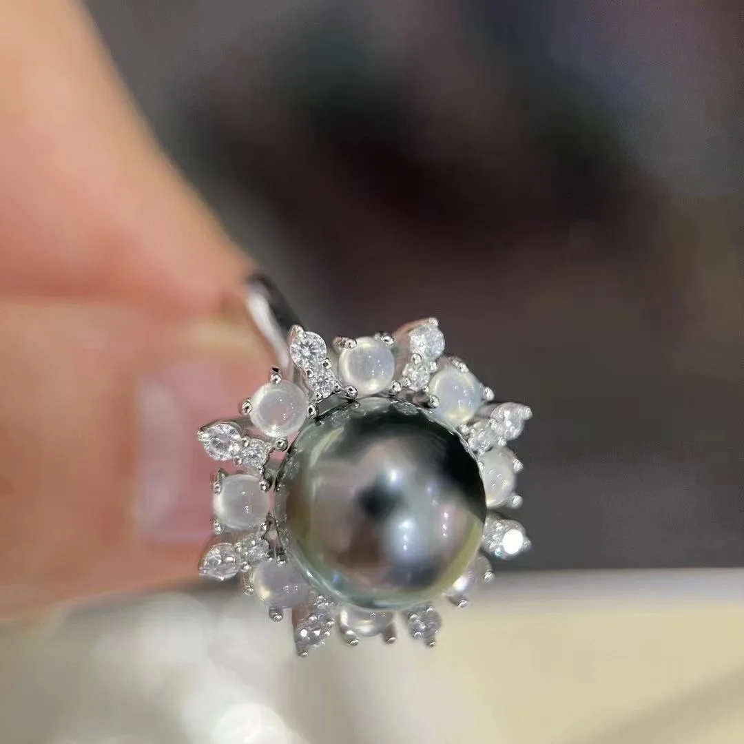 Женское кольцо из серебра 925 пробы с жемчугом 11-12 мм