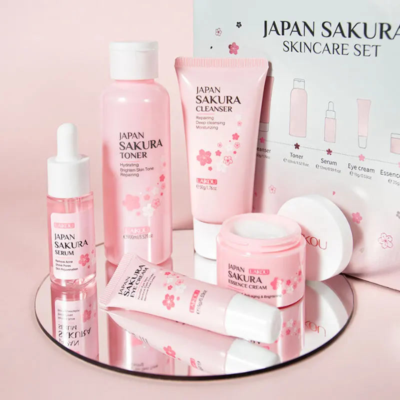 

5-piece Gift Box Cherry Blossom Sakura Skin Care Set Collagen Eye Cream Serum Facial Cleanser Toner Facial Cream Beauty Makeup