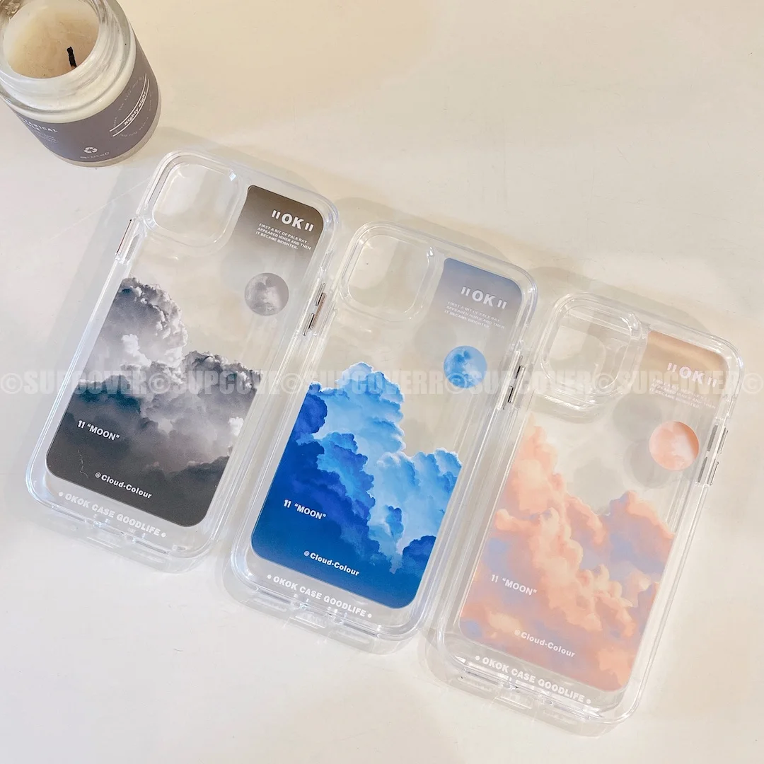 

Moon Cloud View Ultra Clear Case for iPhone 13 12 11 14 Pro Max X Xs Max 7 8 Plus Cases Shockproof Back Cover Coque Funda Capa