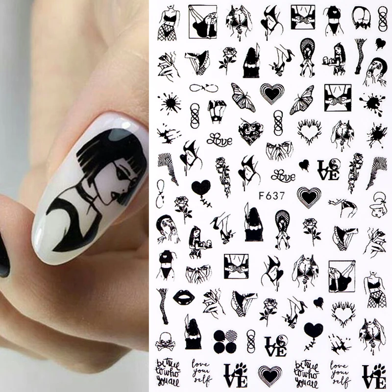 1 шт. 3D-наклейки для ногтей в форме привлекательной леди |